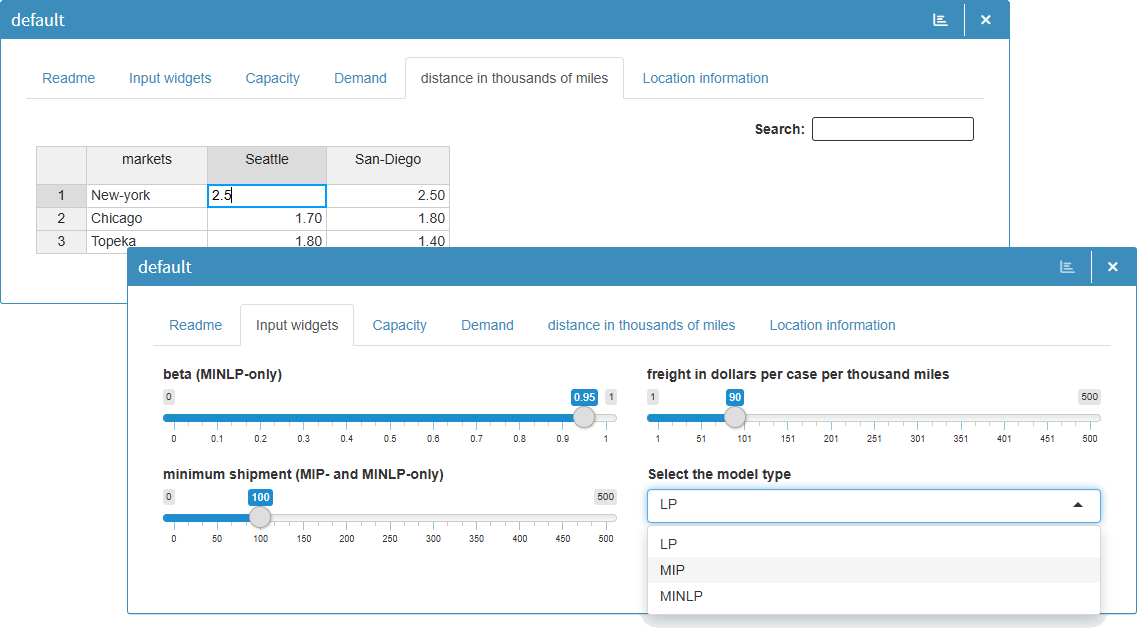 Input data screen